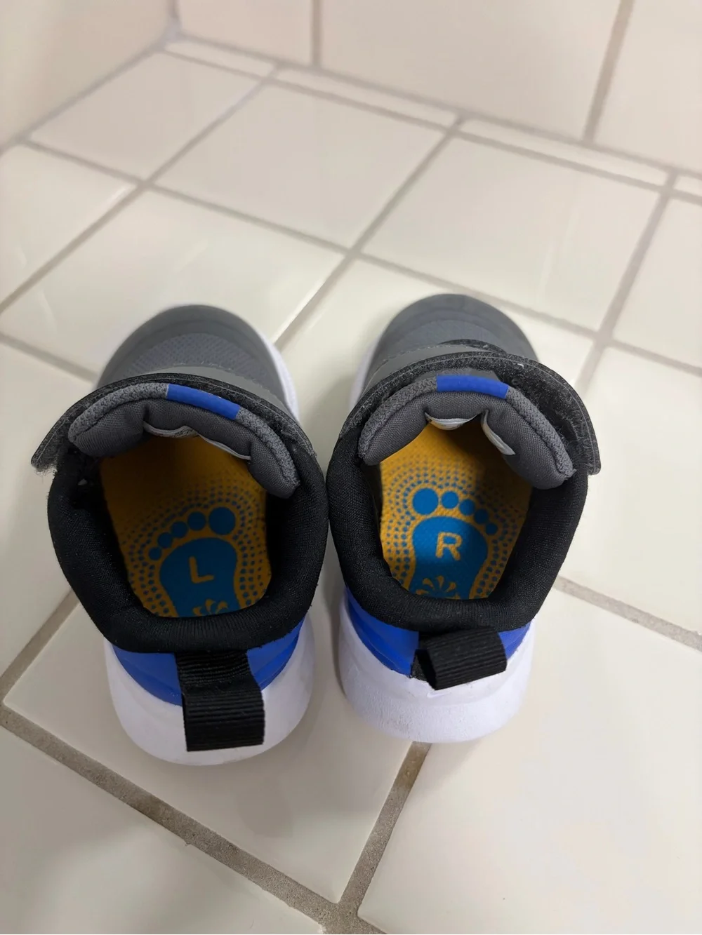 Nike Kids Gray and Blue Velcro Sneakers
